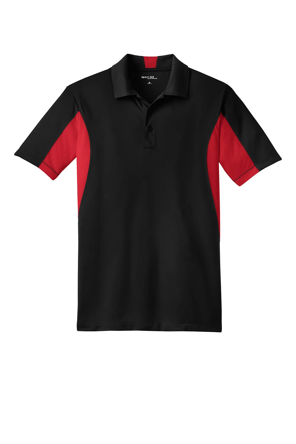 Sport-Tek Mens Sport-Wick Moisture Wicking Short Sleeve Polo Shirt - Black/True Red