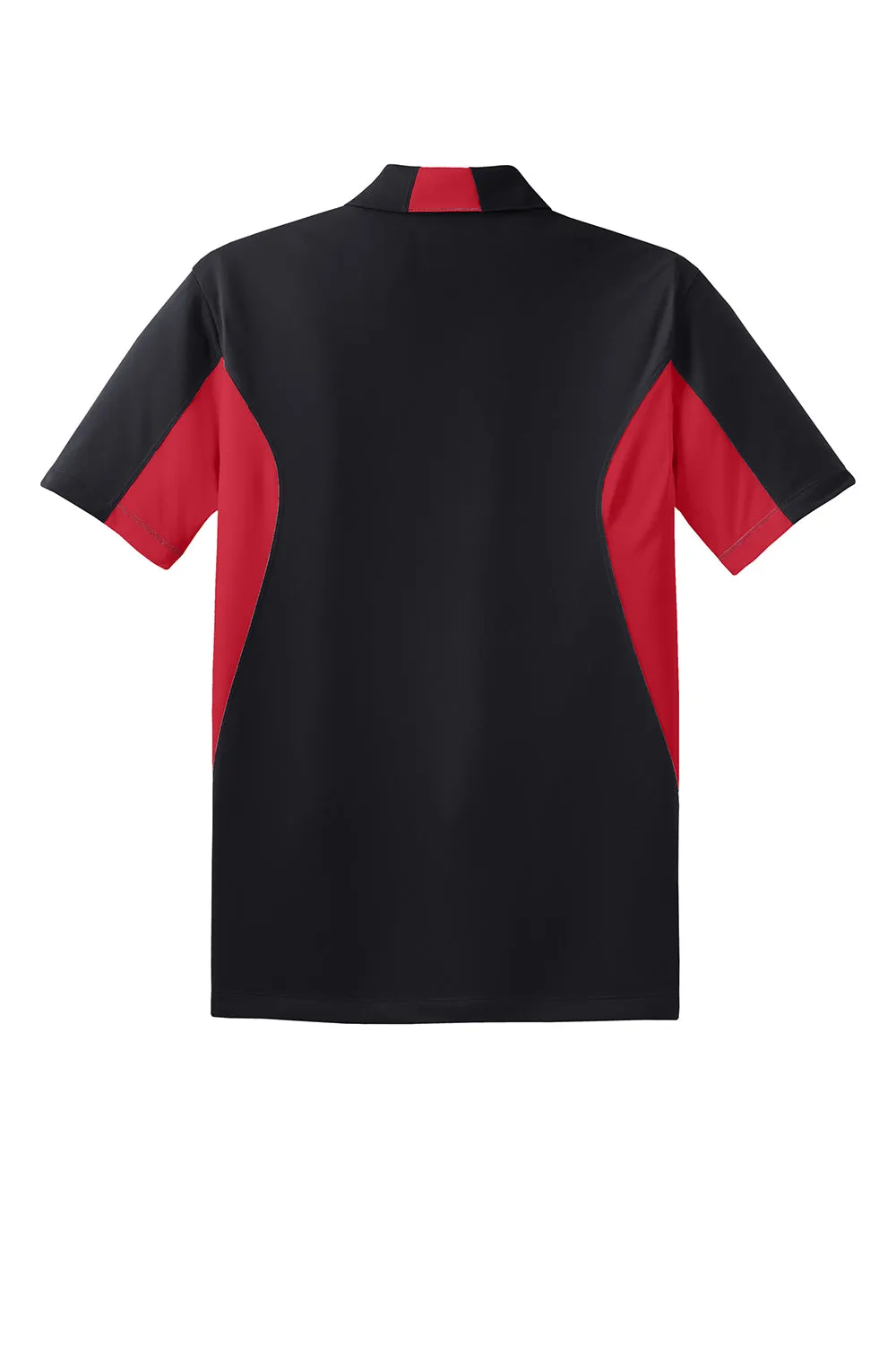 Sport-Tek Mens Sport-Wick Moisture Wicking Short Sleeve Polo Shirt - Black/True Red