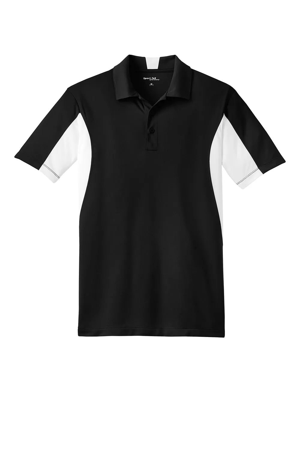 Sport-Tek Mens Sport-Wick Moisture Wicking Short Sleeve Polo Shirt - Black/White