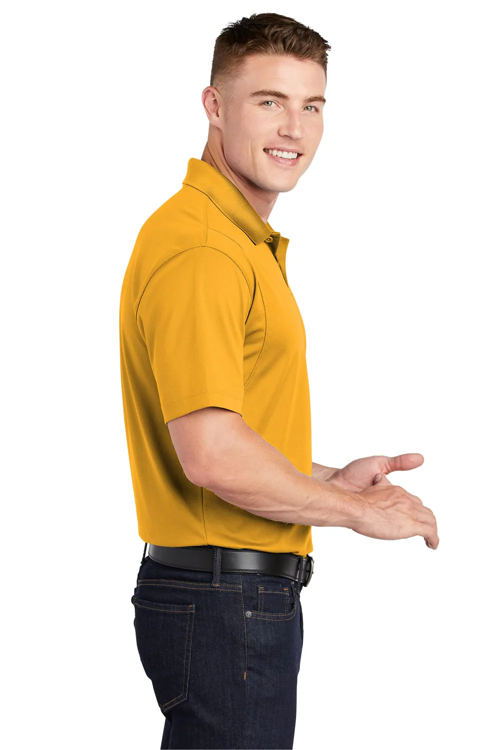 Sport-Tek Mens Sport-Wick Moisture Wicking Short Sleeve Polo Shirt - Gold