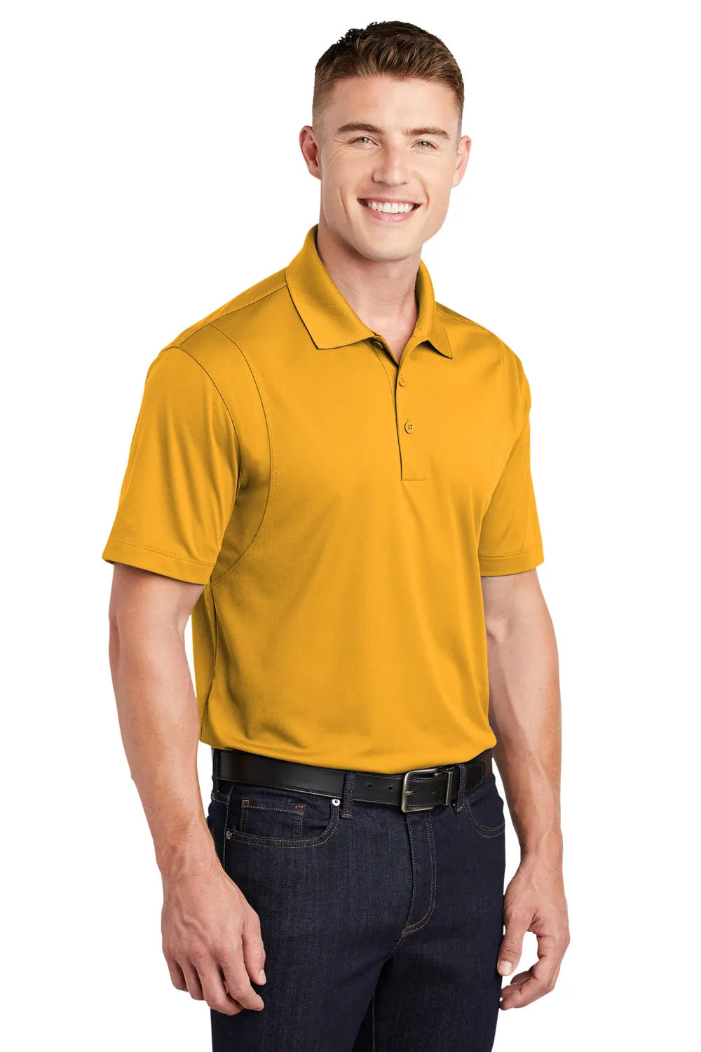 Sport-Tek Mens Sport-Wick Moisture Wicking Short Sleeve Polo Shirt - Gold
