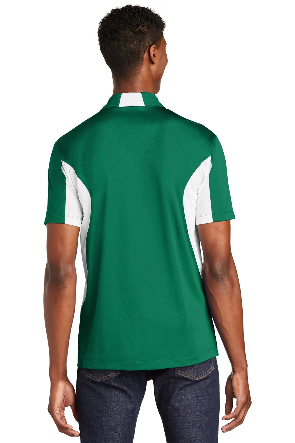 Sport-Tek Mens Sport-Wick Moisture Wicking Short Sleeve Polo Shirt - Kelly Green/White