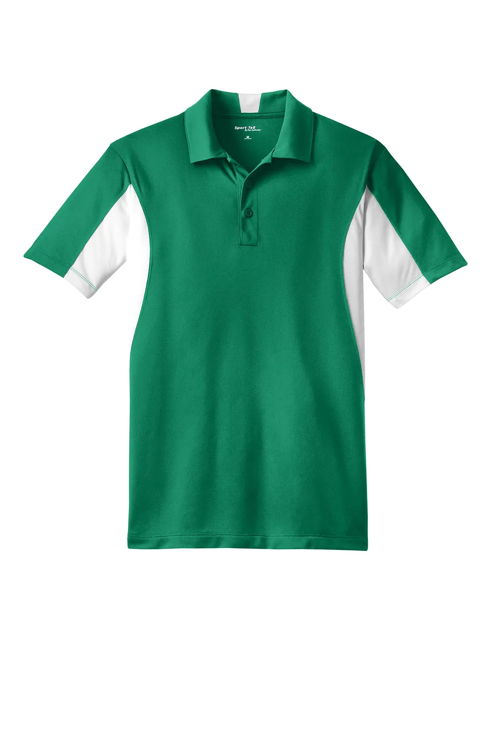 Sport-Tek Mens Sport-Wick Moisture Wicking Short Sleeve Polo Shirt - Kelly Green/White