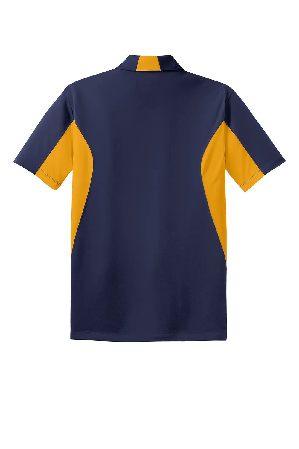 Sport-Tek Mens Sport-Wick Moisture Wicking Short Sleeve Polo Shirt - True Navy Blue/Gold