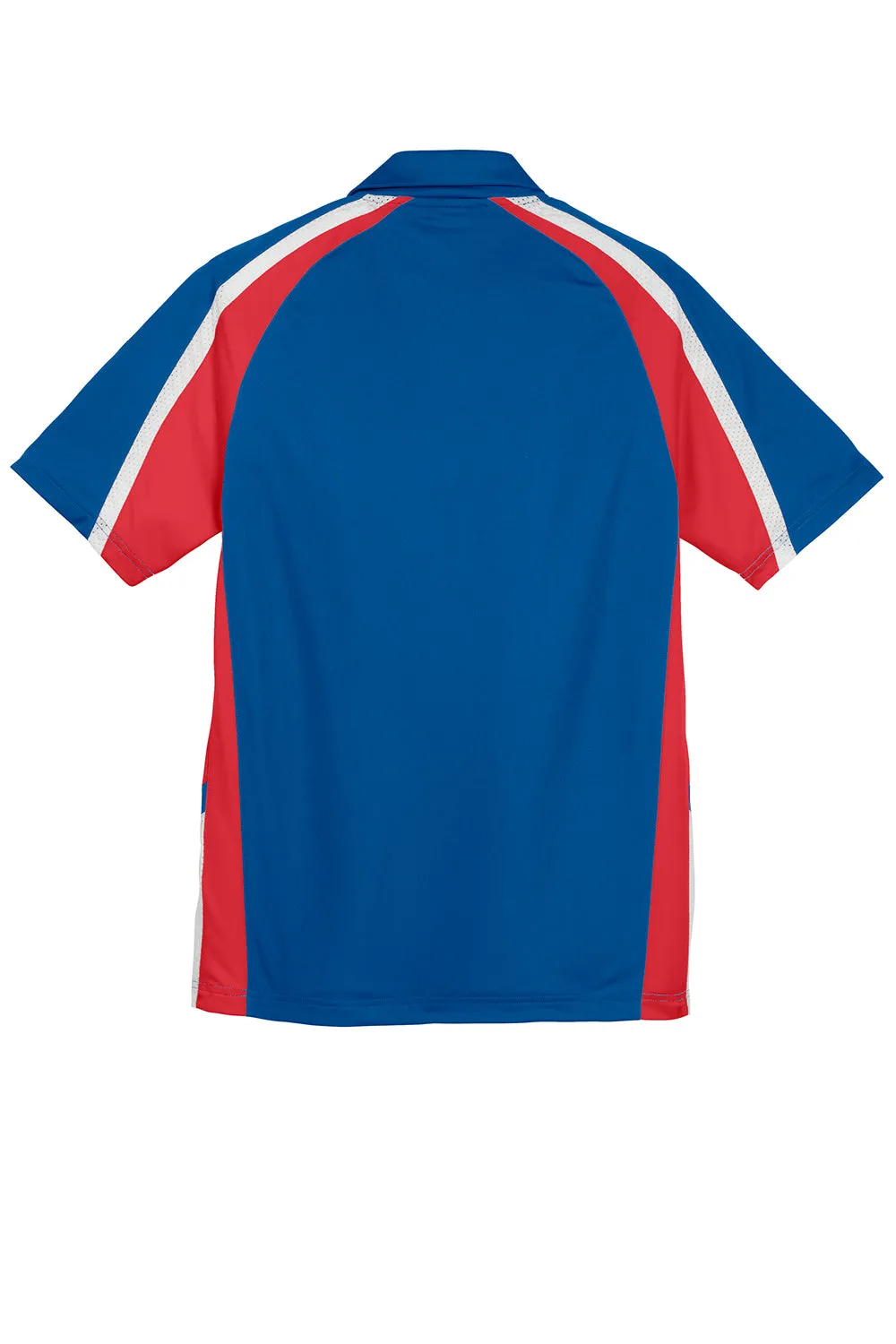 Sport-Tek Mens Sport-Wick Moisture Wicking Short Sleeve Polo Shirt - True Royal Blue/True Red/White