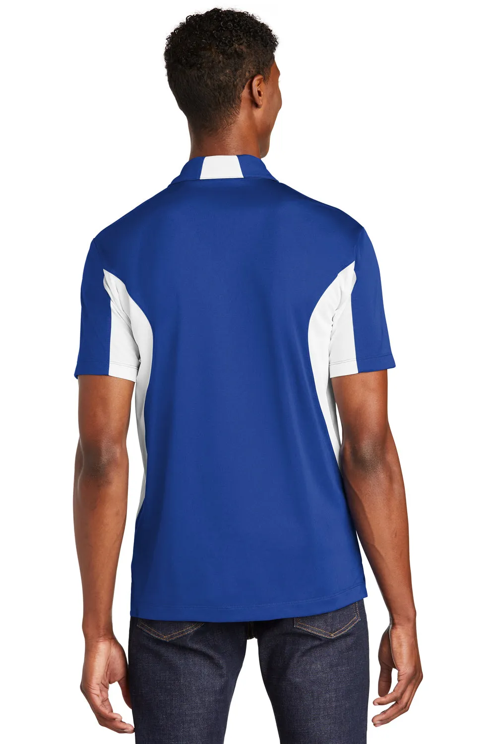 Sport-Tek Mens Sport-Wick Moisture Wicking Short Sleeve Polo Shirt - True Royal Blue/White