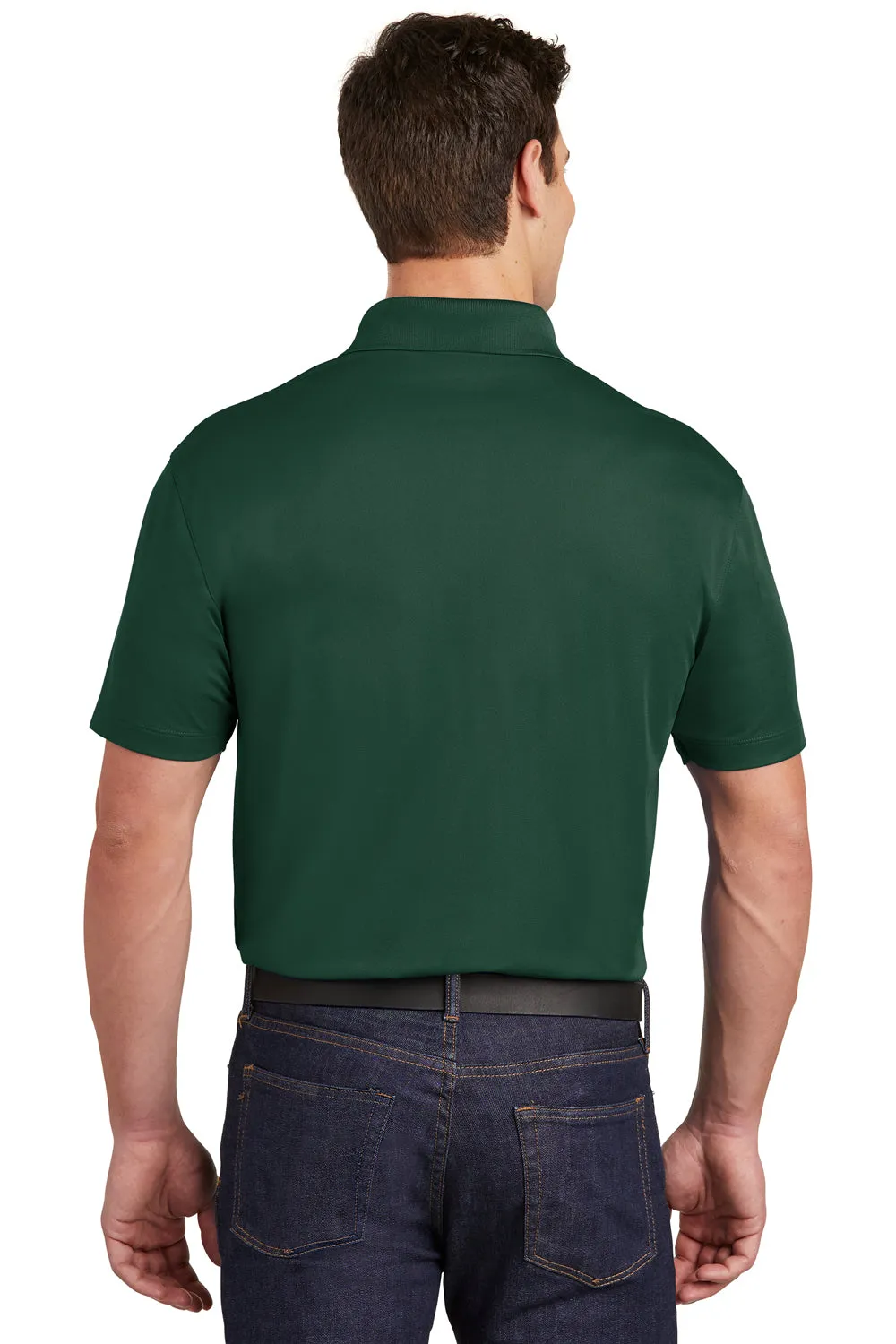 Sport-Tek Mens Sport-Wick Moisture Wicking Short Sleeve Polo Shirt w/ Pocket - Forest Green