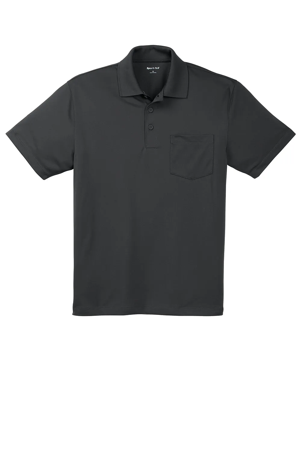 Sport-Tek Mens Sport-Wick Moisture Wicking Short Sleeve Polo Shirt w/ Pocket - Iron Grey
