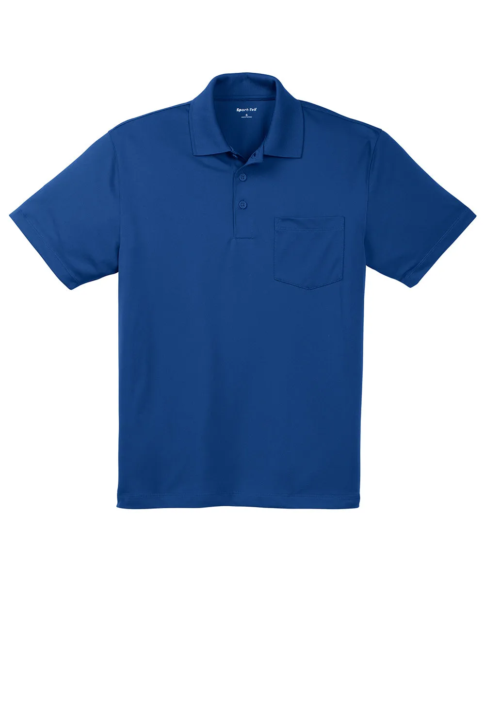 Sport-Tek Mens Sport-Wick Moisture Wicking Short Sleeve Polo Shirt w/ Pocket - True Royal Blue