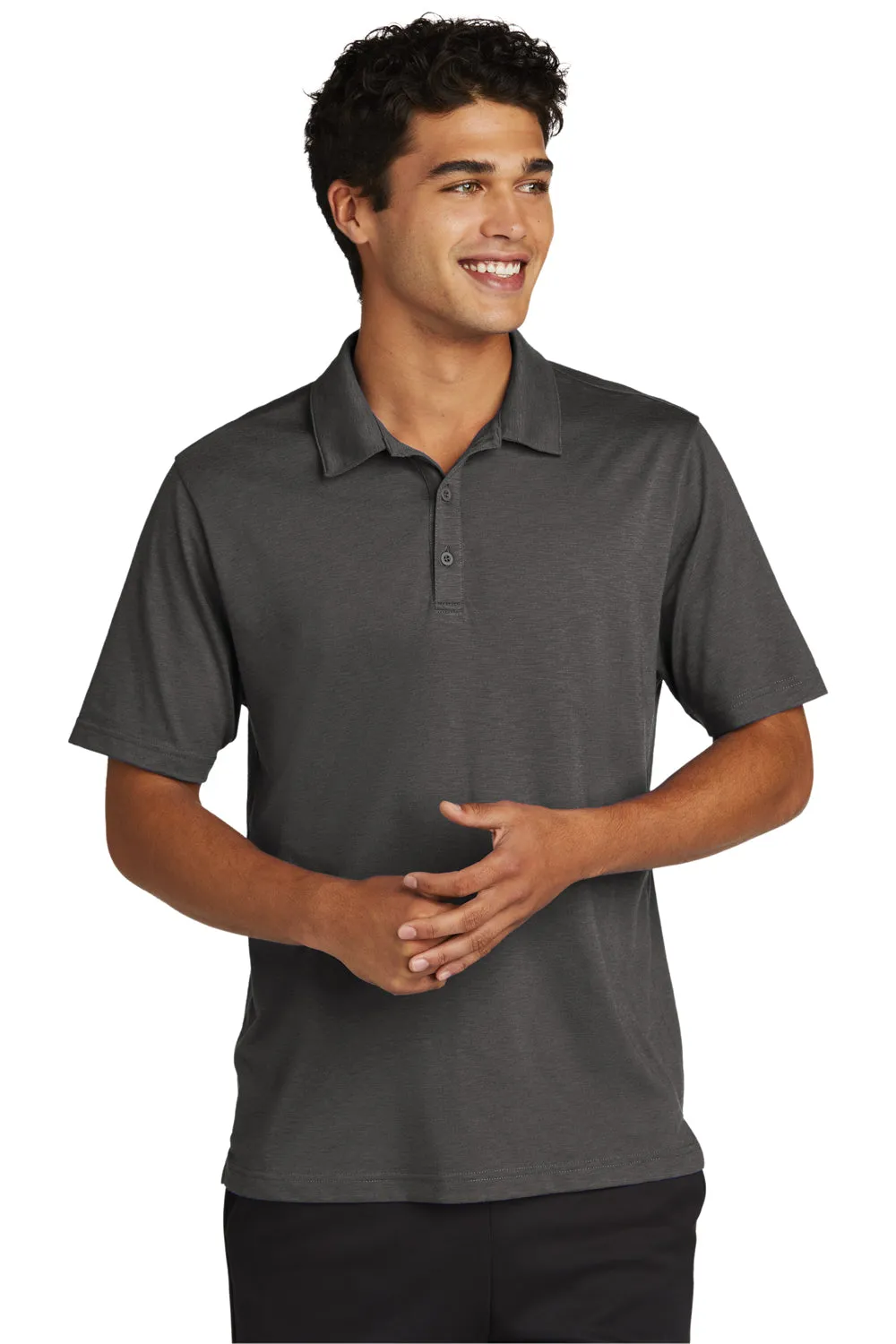 Sport-Tek Mens Strive Moisture Wicking Short Sleeve Polo Shirt - Graphite Grey