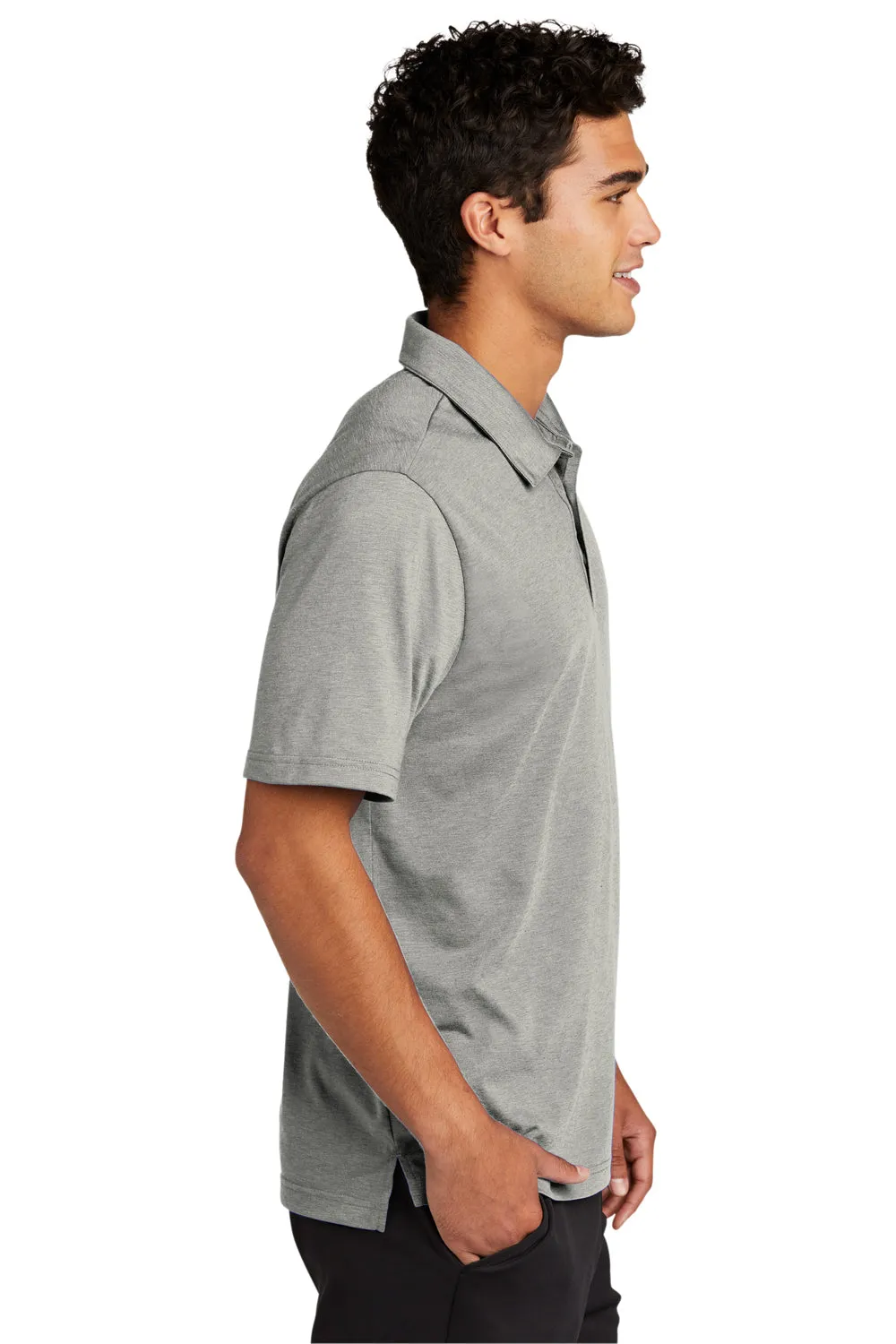 Sport-Tek Mens Strive Moisture Wicking Short Sleeve Polo Shirt - Silver Grey
