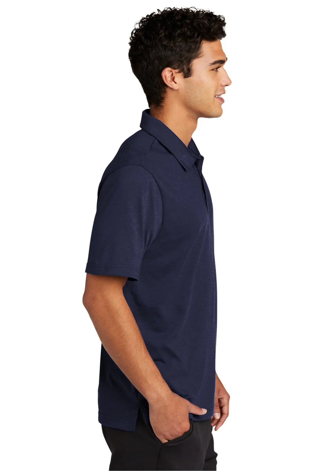 Sport-Tek Mens Strive Moisture Wicking Short Sleeve Polo Shirt - True Navy Blue