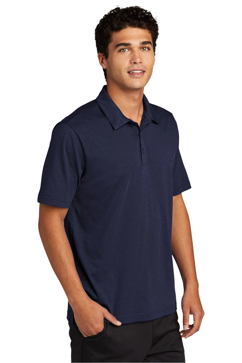 Sport-Tek Mens Strive Moisture Wicking Short Sleeve Polo Shirt - True Navy Blue