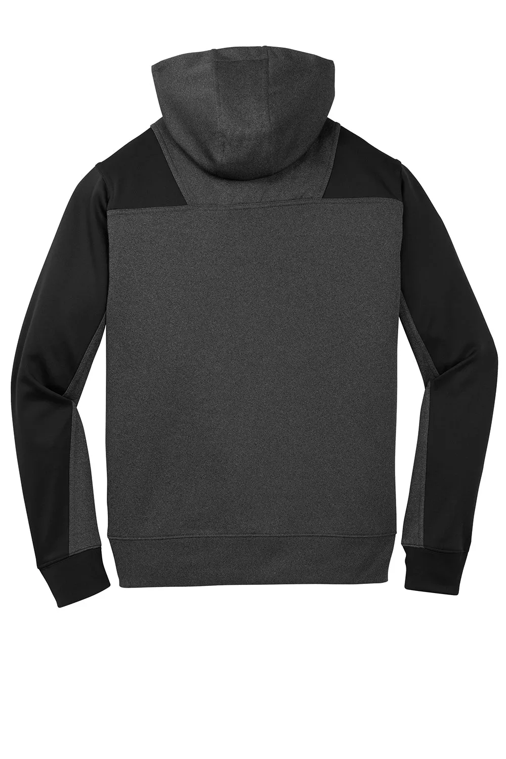 Sport-Tek Mens Tech Moisture Wicking Fleece 1/4 Zip Hooded Sweatshirt Hoodie w/ Patch Pocket - Heather Graphite Grey/Black