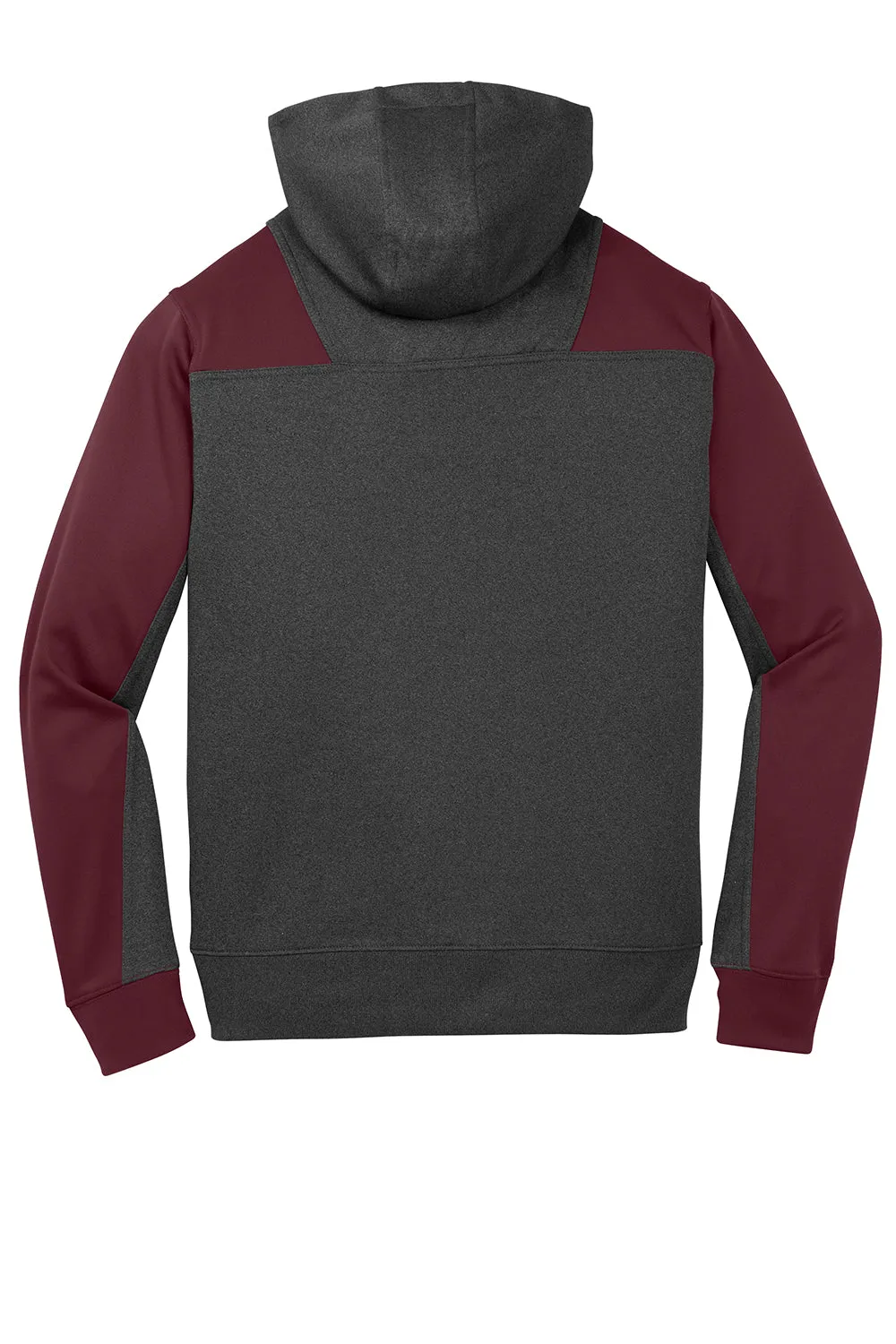 Sport-Tek Mens Tech Moisture Wicking Fleece 1/4 Zip Hooded Sweatshirt Hoodie w/ Patch Pocket - Heather Graphite Grey/Maroon