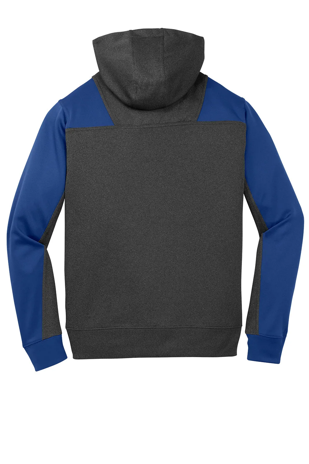 Sport-Tek Mens Tech Moisture Wicking Fleece 1/4 Zip Hooded Sweatshirt Hoodie w/ Patch Pocket - Heather Graphite Grey/True Royal Blue
