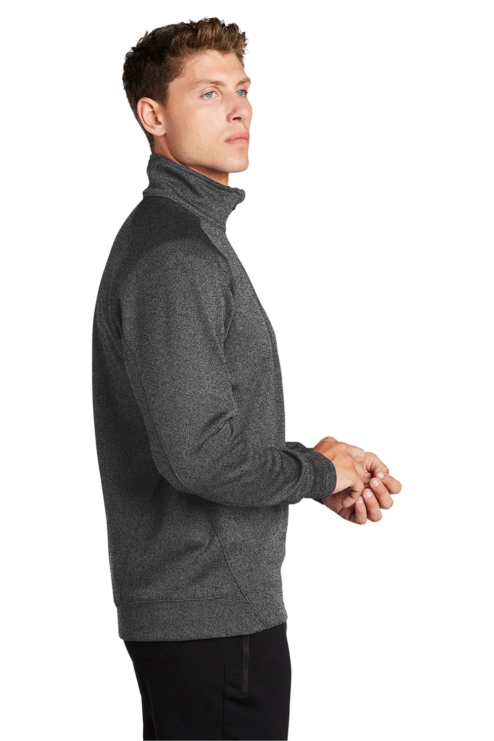 Sport-Tek Mens Tech Moisture Wicking Fleece 1/4 Zip Sweatshirt w/ Pocket - Heather Graphite Grey