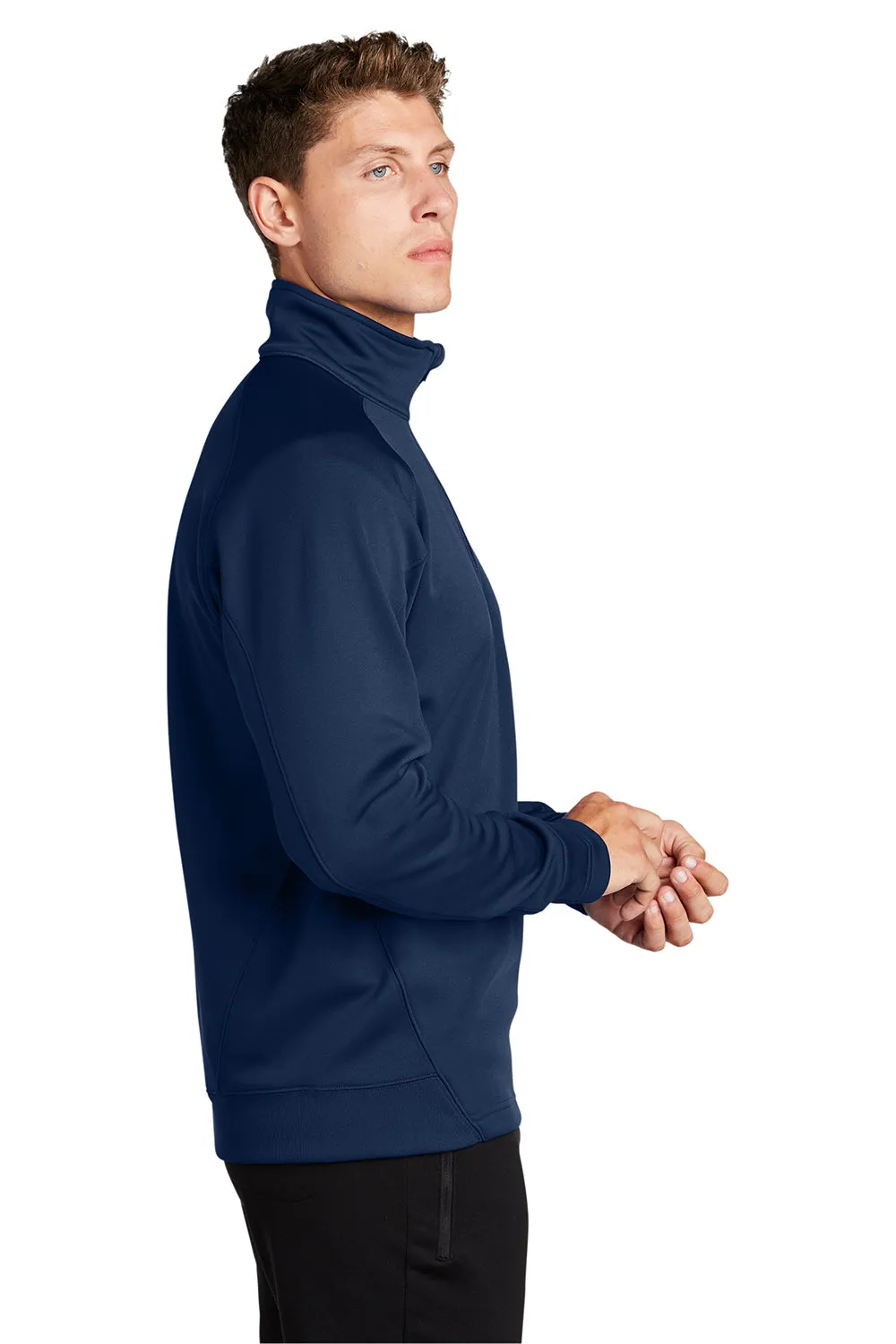 Sport-Tek Mens Tech Moisture Wicking Fleece 1/4 Zip Sweatshirt w/ Pocket - True Navy Blue