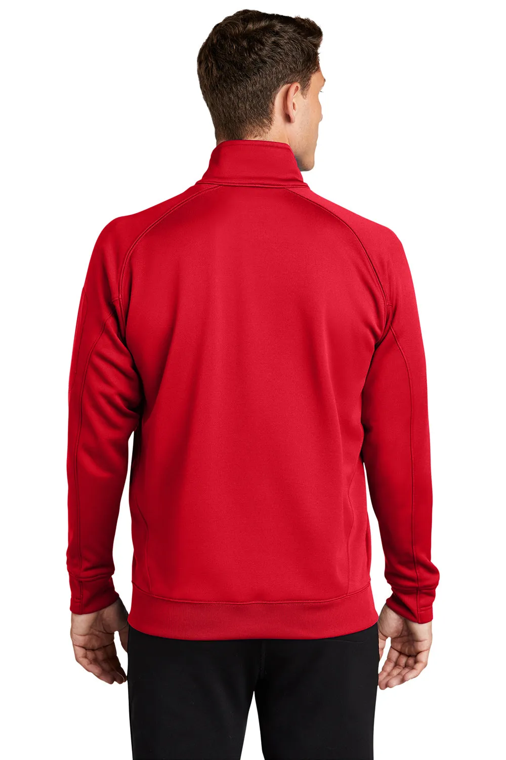 Sport-Tek Mens Tech Moisture Wicking Fleece 1/4 Zip Sweatshirt w/ Pocket - True Red