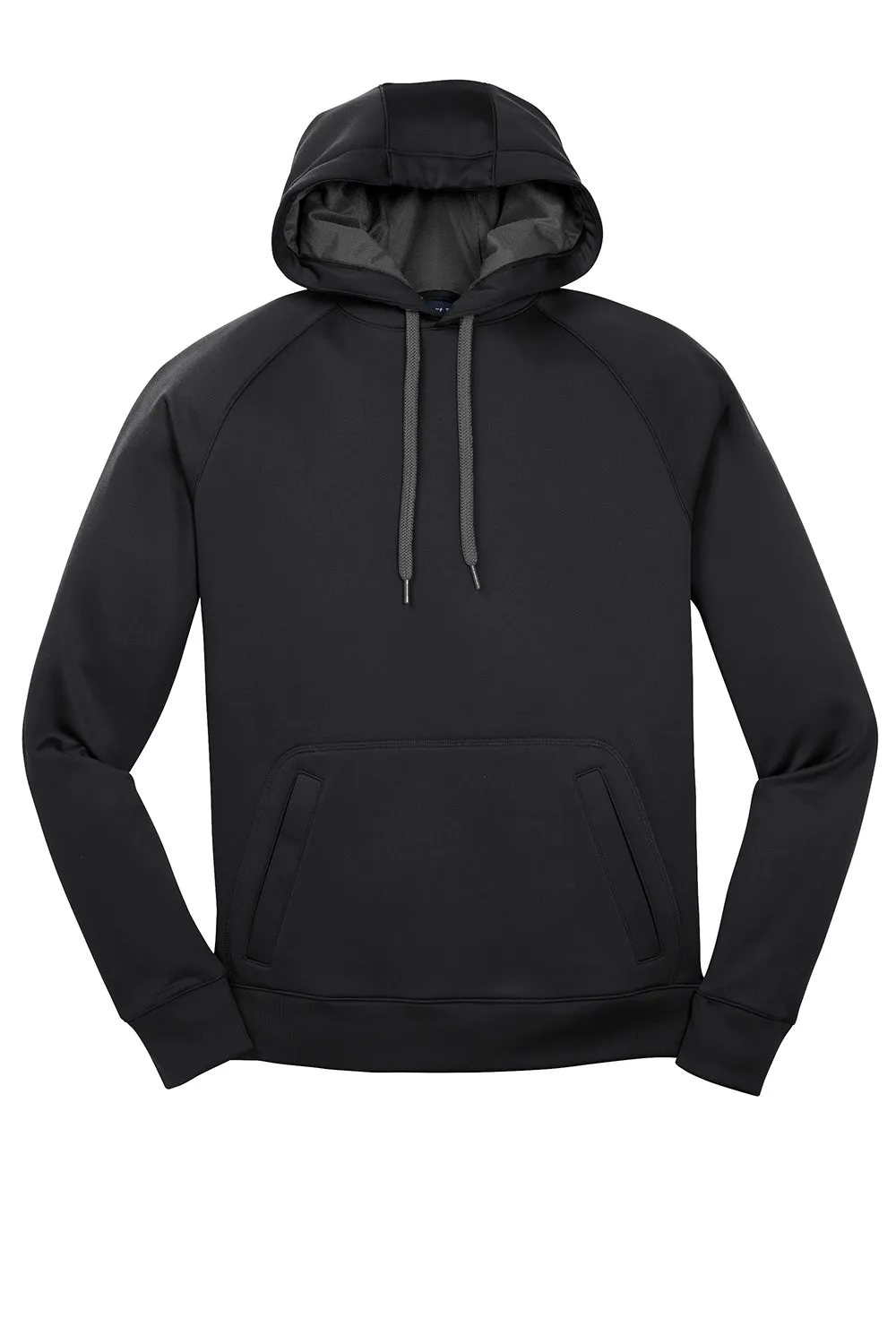 Sport-Tek Mens Tech Moisture Wicking Fleece Hooded Sweatshirt Hoodie w/ Pouch Pocket - Black