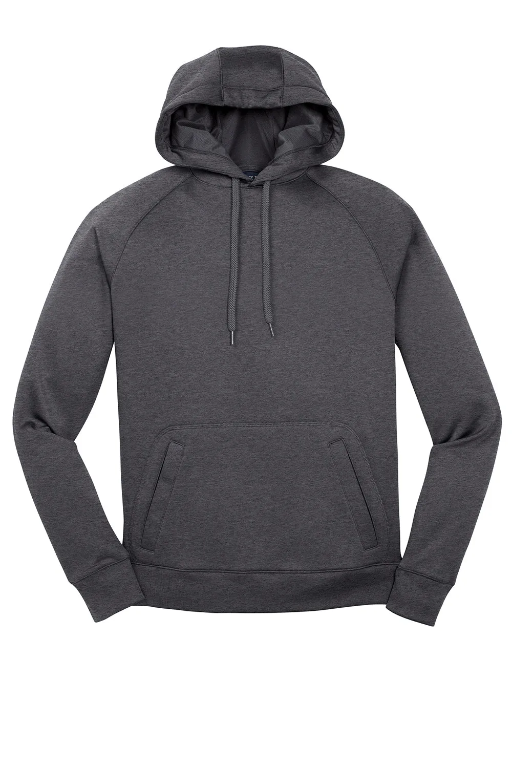 Sport-Tek Mens Tech Moisture Wicking Fleece Hooded Sweatshirt Hoodie w/ Pouch Pocket - Heather Graphite Grey
