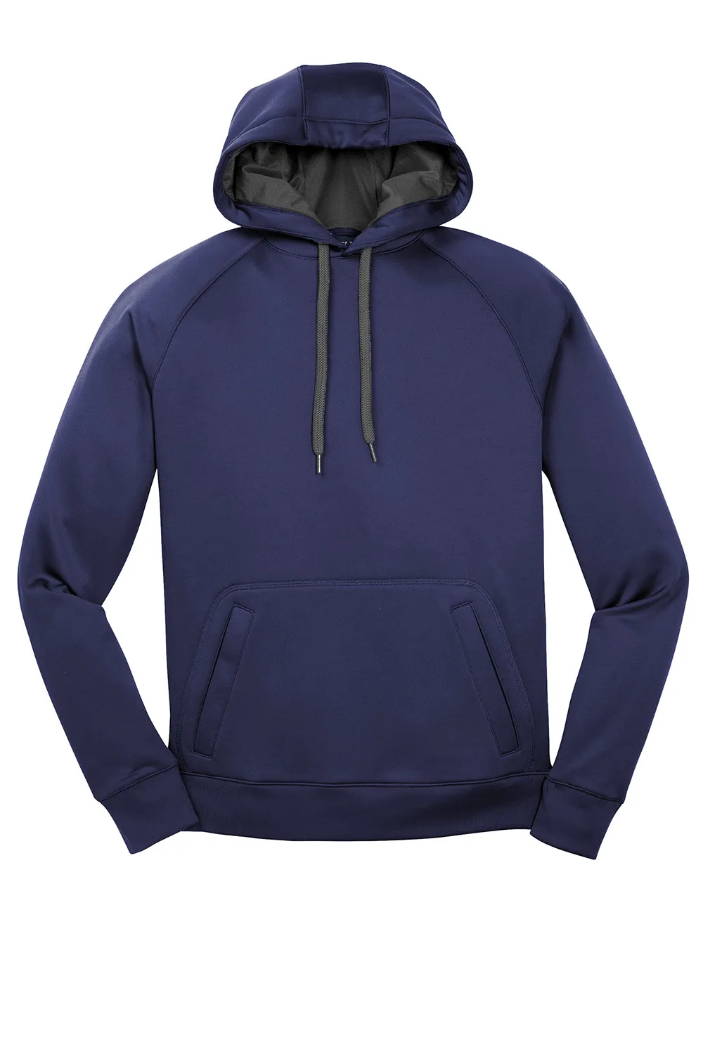 Sport-Tek Mens Tech Moisture Wicking Fleece Hooded Sweatshirt Hoodie w/ Pouch Pocket - True Navy Blue