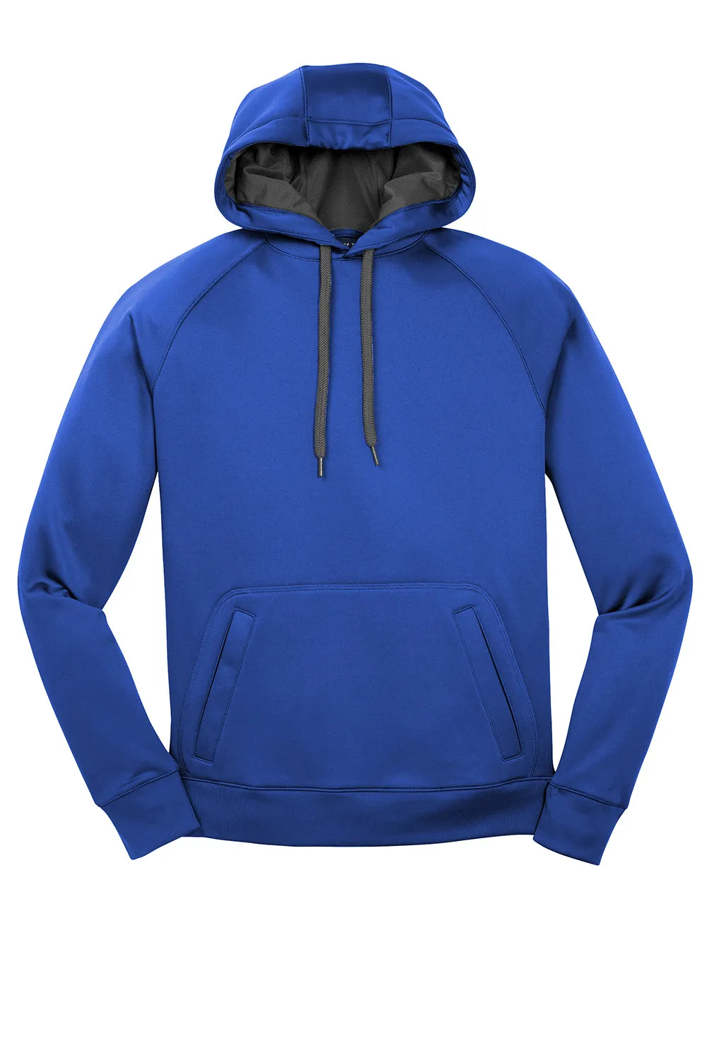 Sport-Tek Mens Tech Moisture Wicking Fleece Hooded Sweatshirt Hoodie w/ Pouch Pocket - True Royal Blue