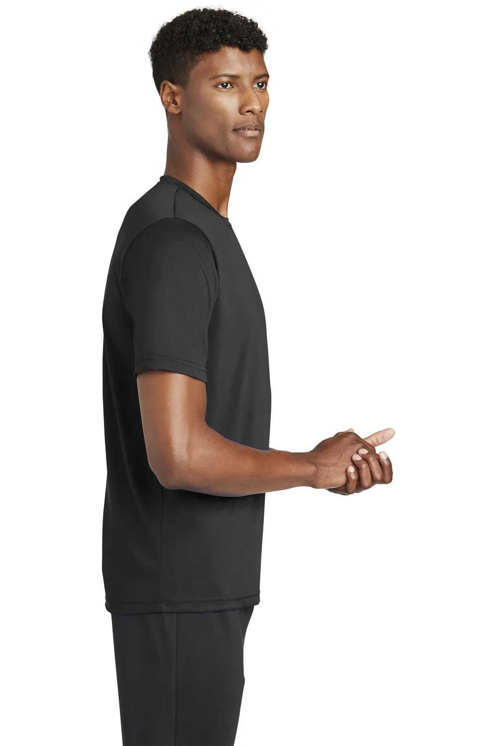 Sport-Tek Mens Tough Moisture Wicking Short Sleeve Crewneck T-Shirt - Black