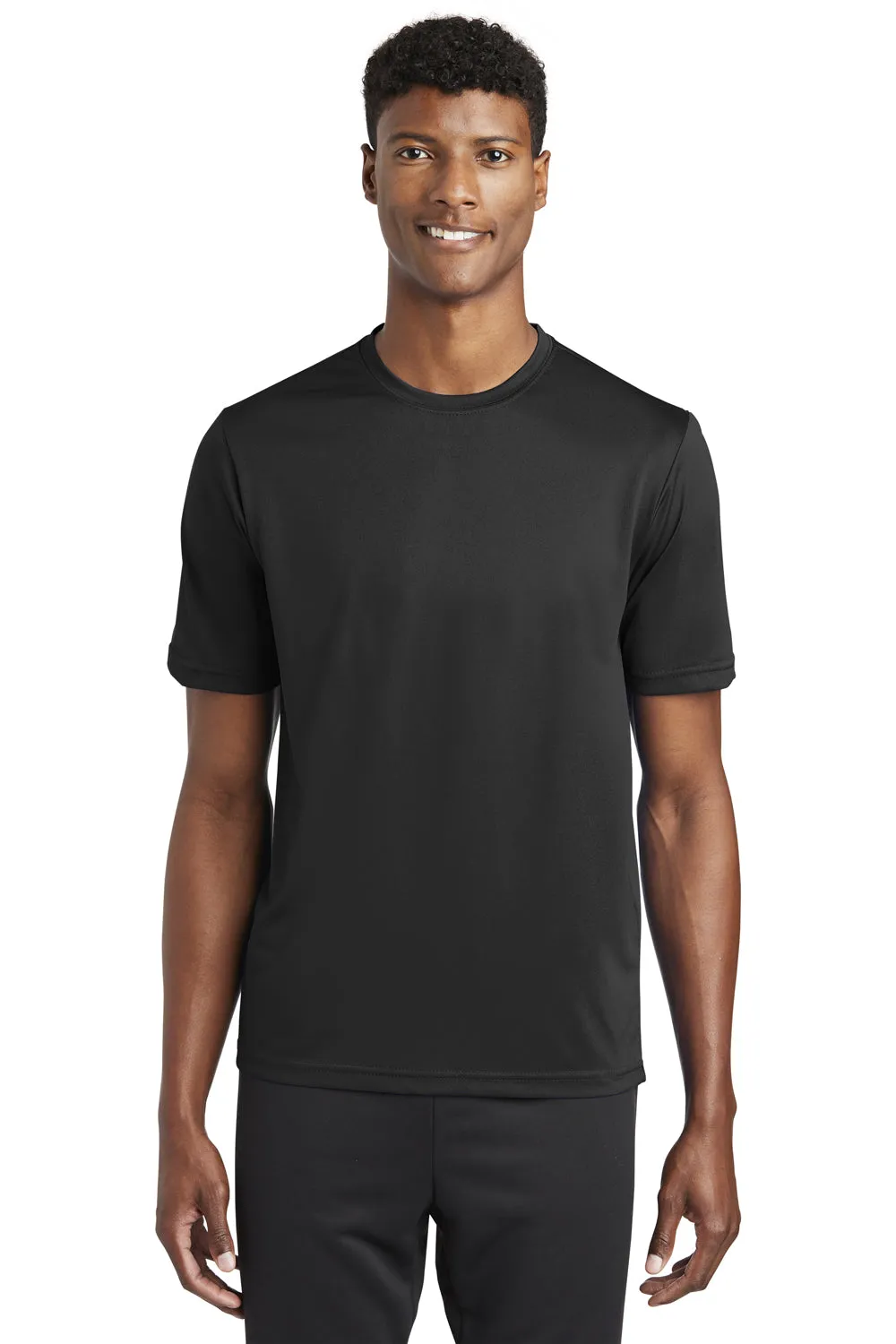 Sport-Tek Mens Tough Moisture Wicking Short Sleeve Crewneck T-Shirt - Black