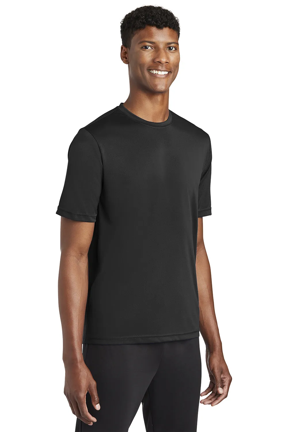 Sport-Tek Mens Tough Moisture Wicking Short Sleeve Crewneck T-Shirt - Black