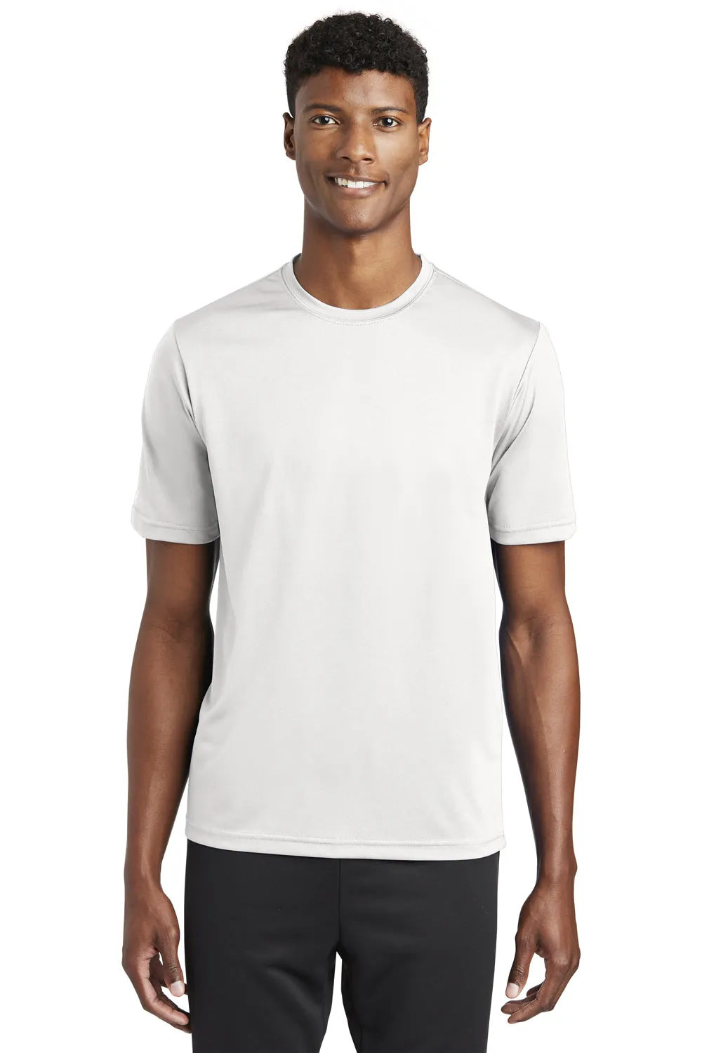 Sport-Tek Mens Tough Moisture Wicking Short Sleeve Crewneck T-Shirt - White
