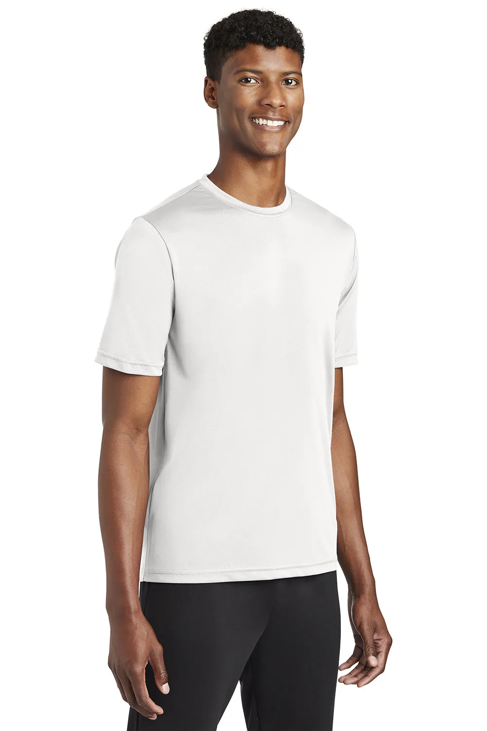 Sport-Tek Mens Tough Moisture Wicking Short Sleeve Crewneck T-Shirt - White
