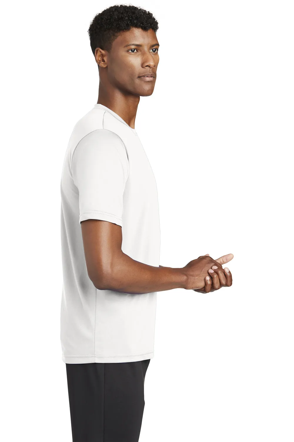 Sport-Tek Mens Tough Moisture Wicking Short Sleeve Crewneck T-Shirt - White