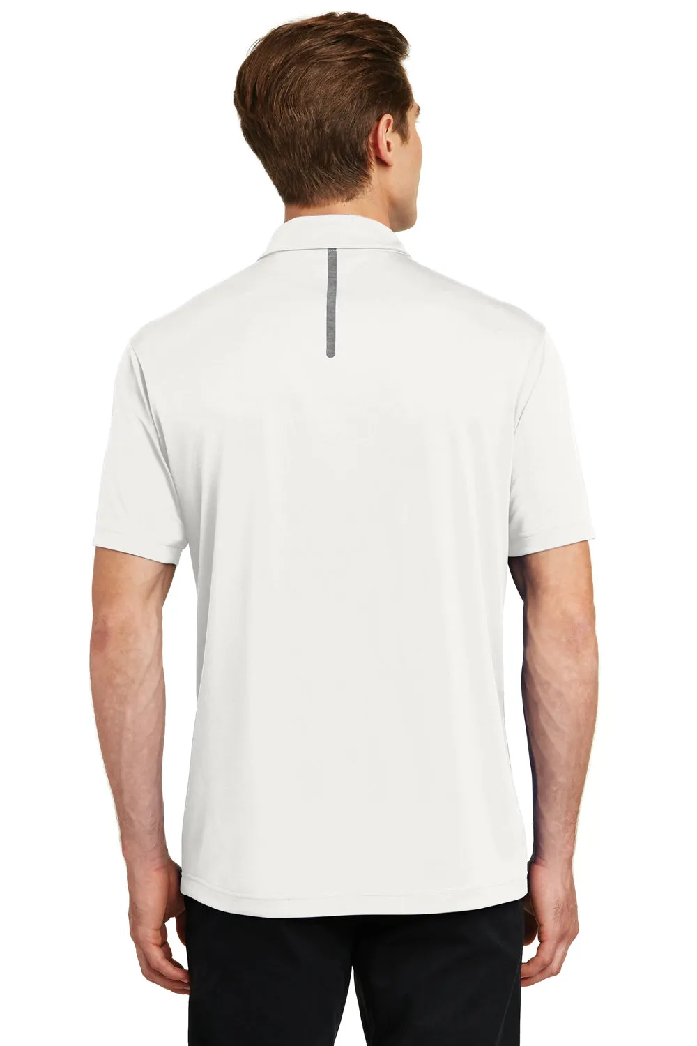Sport-Tek Mens Tough Moisture Wicking Short Sleeve Polo Shirt - White/Heather Grey - Closeout