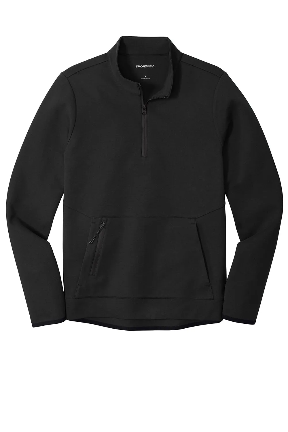 Sport-Tek Mens Triumph Fleece 1/4 Zip Sweatshirt w/ Pouch Pocket - Black