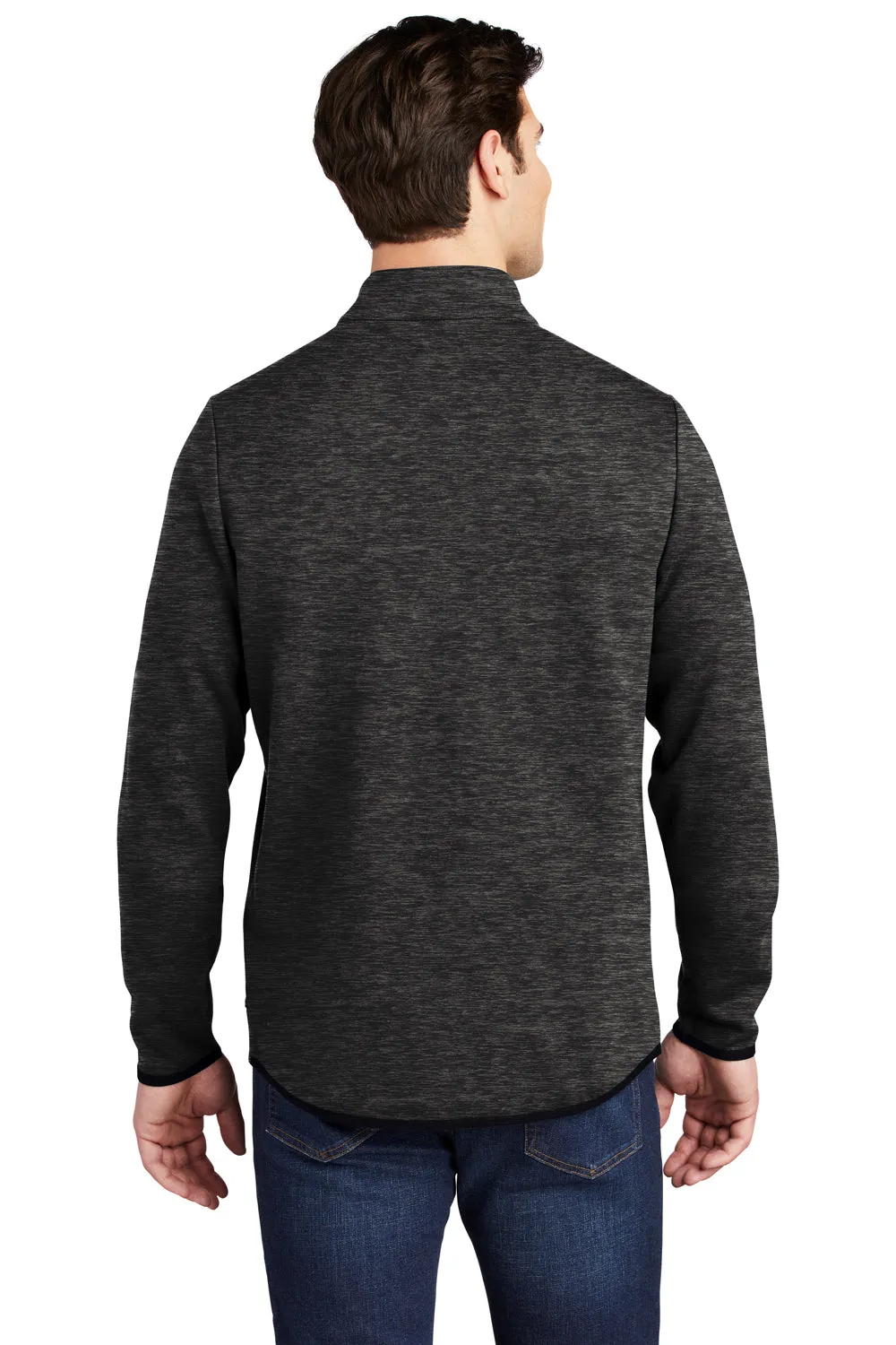 Sport-Tek Mens Triumph Fleece 1/4 Zip Sweatshirt w/ Pouch Pocket - Heather Black