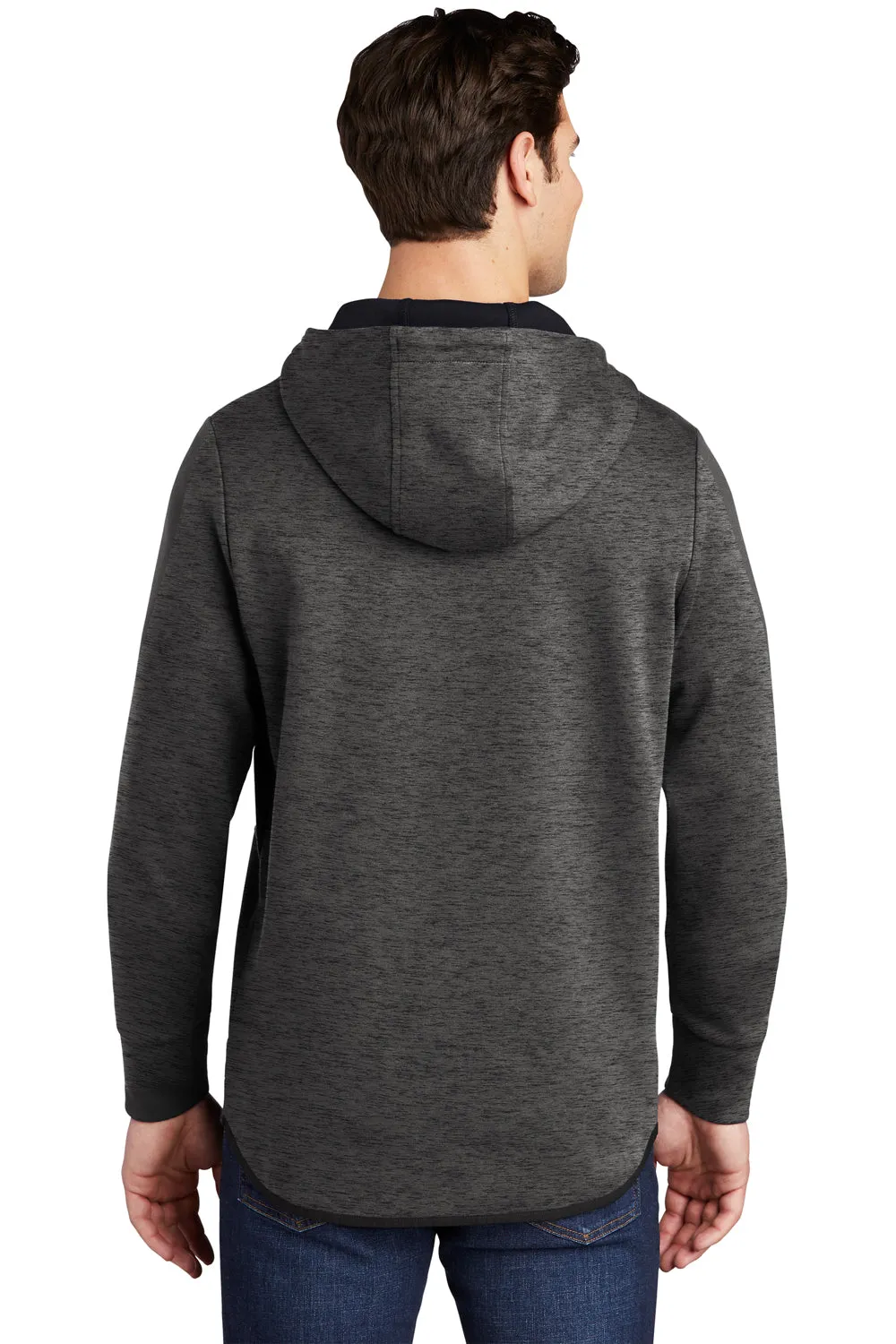 Sport-Tek Mens Triumph Fleece Hooded Sweatshirt Hoodie w/ Pouch Pocket - Heather Dark Grey