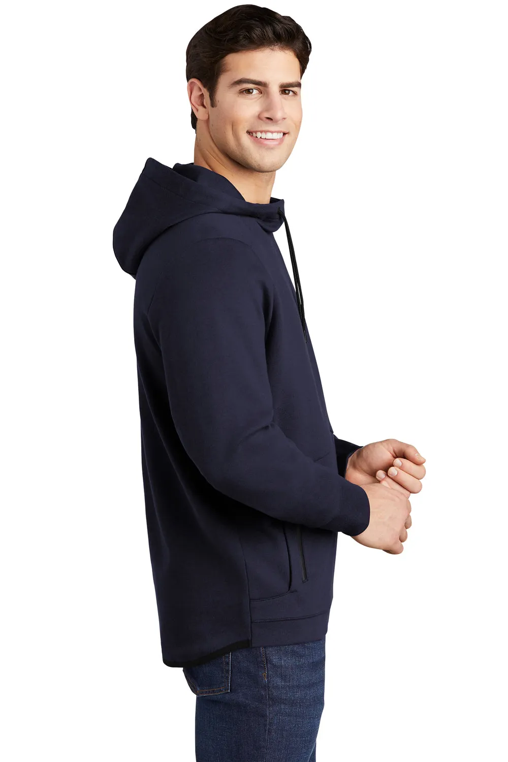 Sport-Tek Mens Triumph Fleece Hooded Sweatshirt Hoodie w/ Pouch Pocket - Navy Blue
