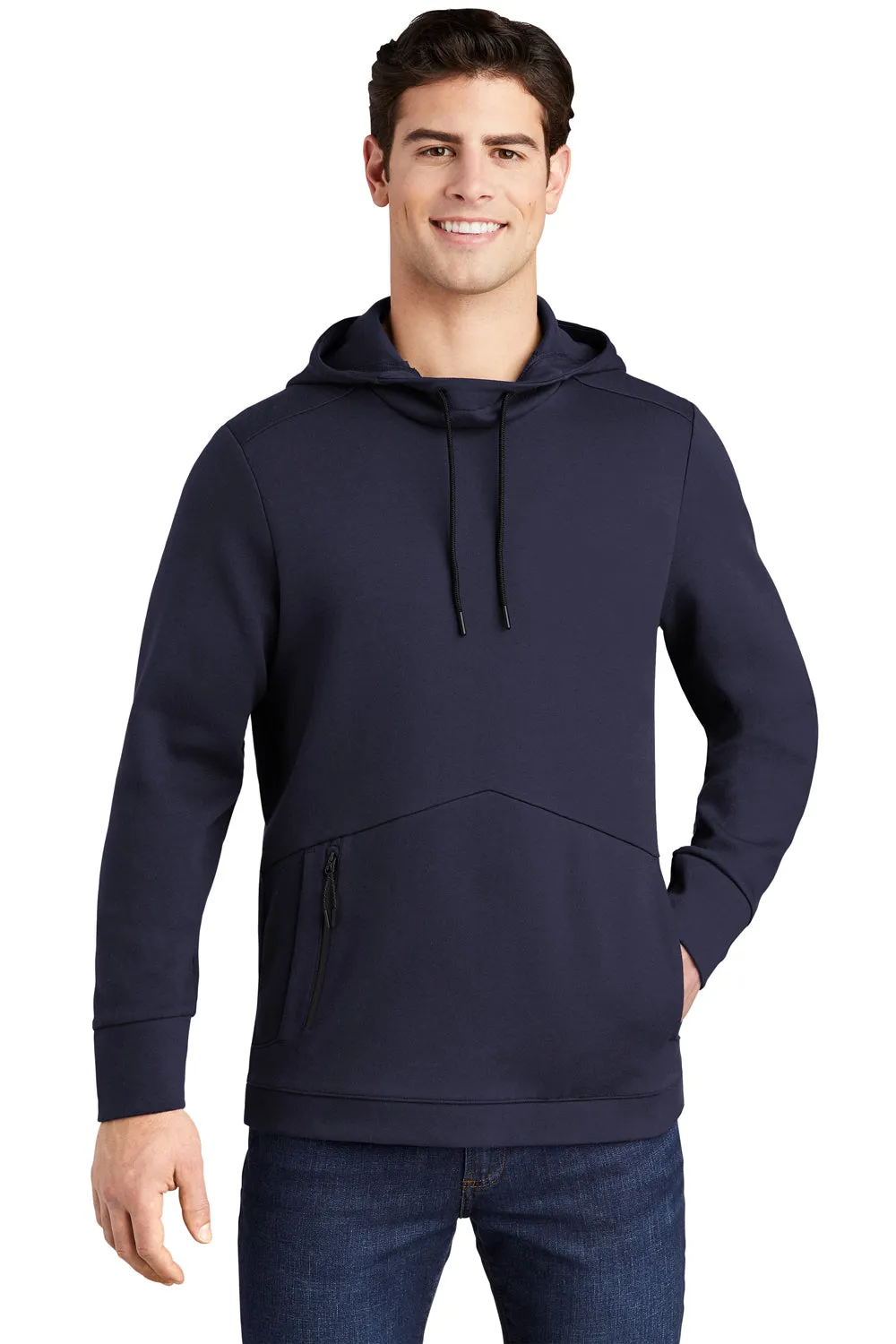 Sport-Tek Mens Triumph Fleece Hooded Sweatshirt Hoodie w/ Pouch Pocket - Navy Blue