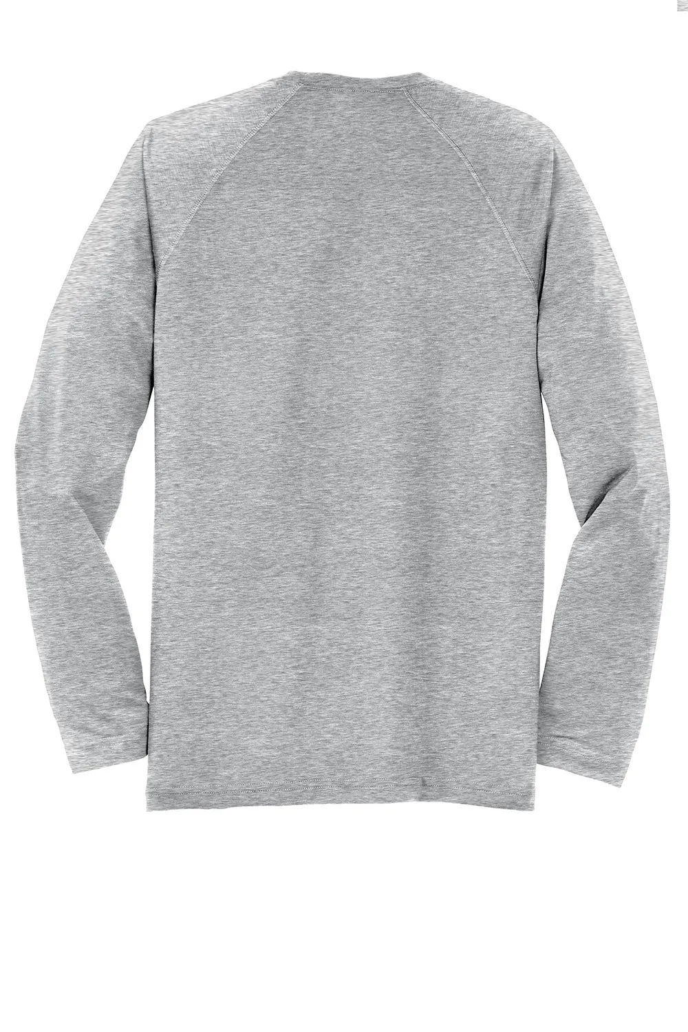 Sport-Tek Mens Ultimate Performance Moisture Wicking Long Sleeve Crewneck T-Shirt - Heather Grey