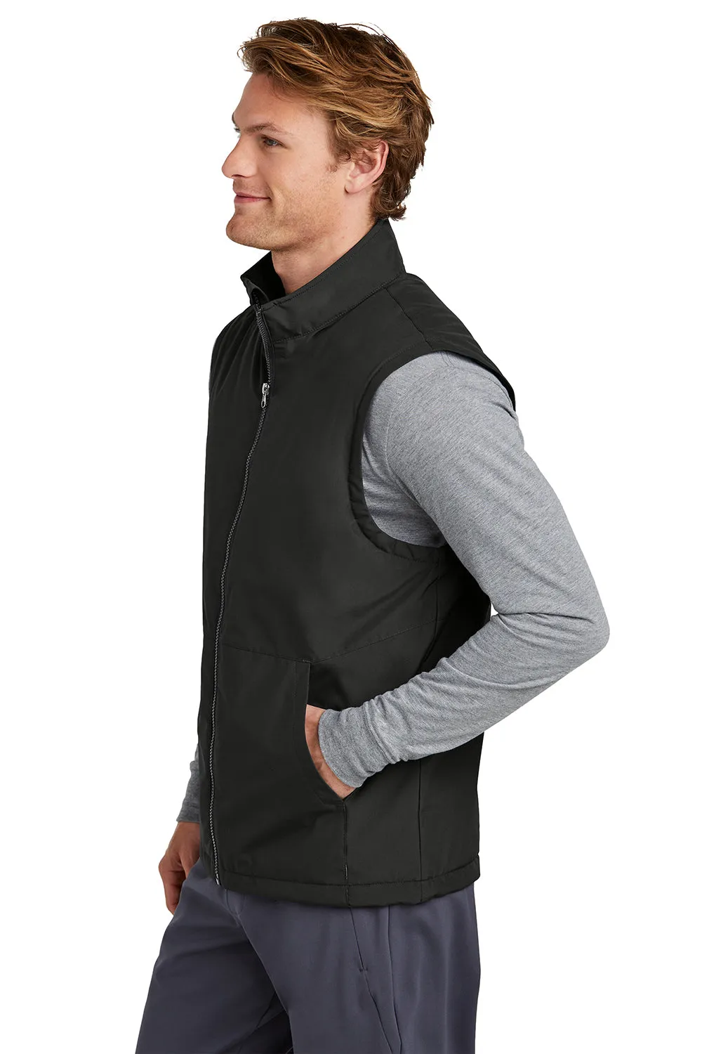 Sport-Tek Mens Water Resistant Insulated Full Zip Vest - Black