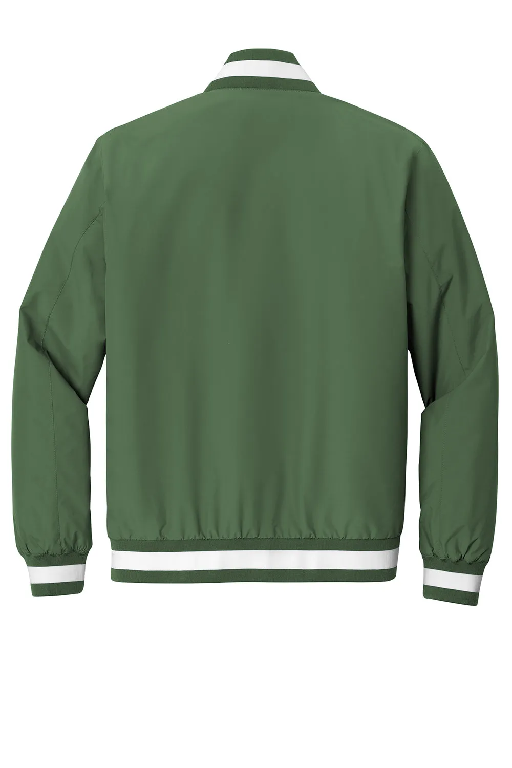 Sport-Tek Mens Water Resistant Snap Down Varsity Jacket - Forest Green