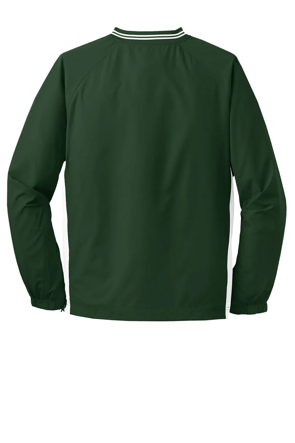 Sport-Tek Mens Water Resistant V-Neck Jacket - Forest Green/White - Closeout