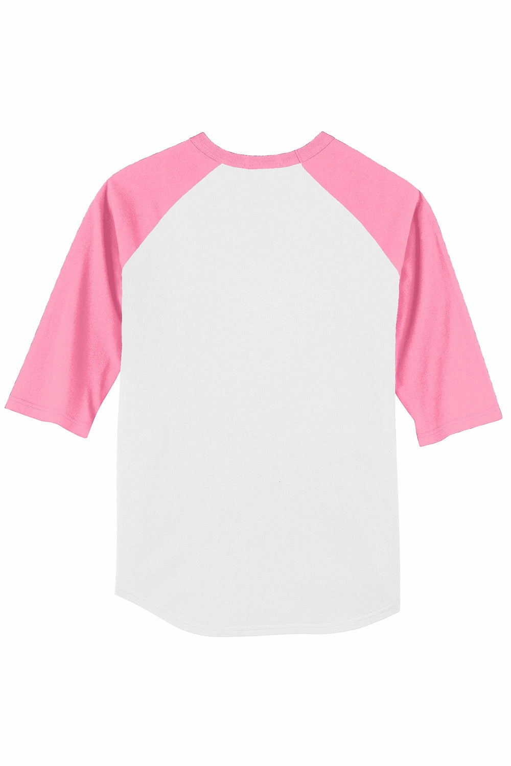 Sport-Tek Mens 3/4 Sleeve Crewneck T-Shirt - White/Bright Pink