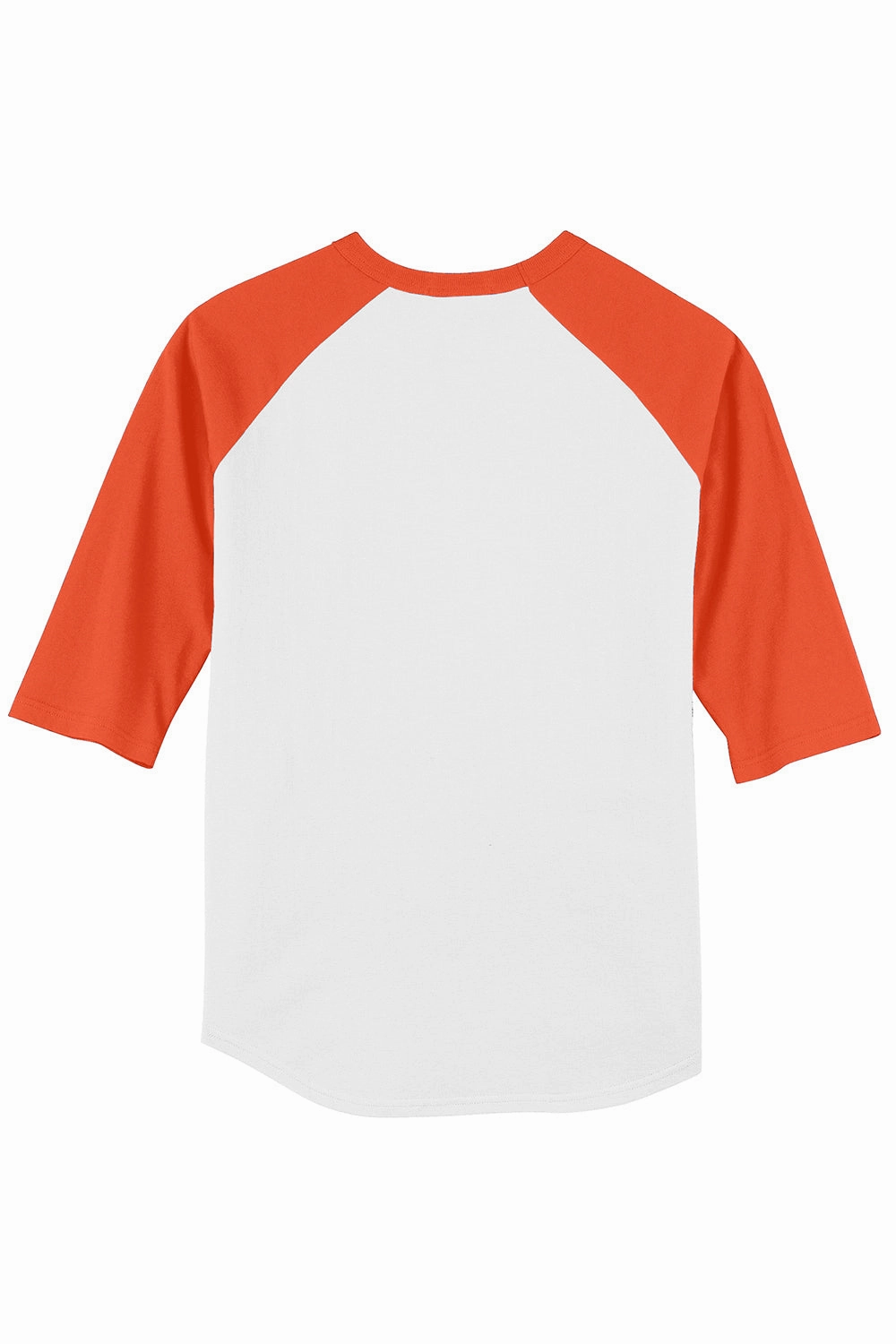Sport-Tek Mens 3/4 Sleeve Crewneck T-Shirt - White/Deep Orange