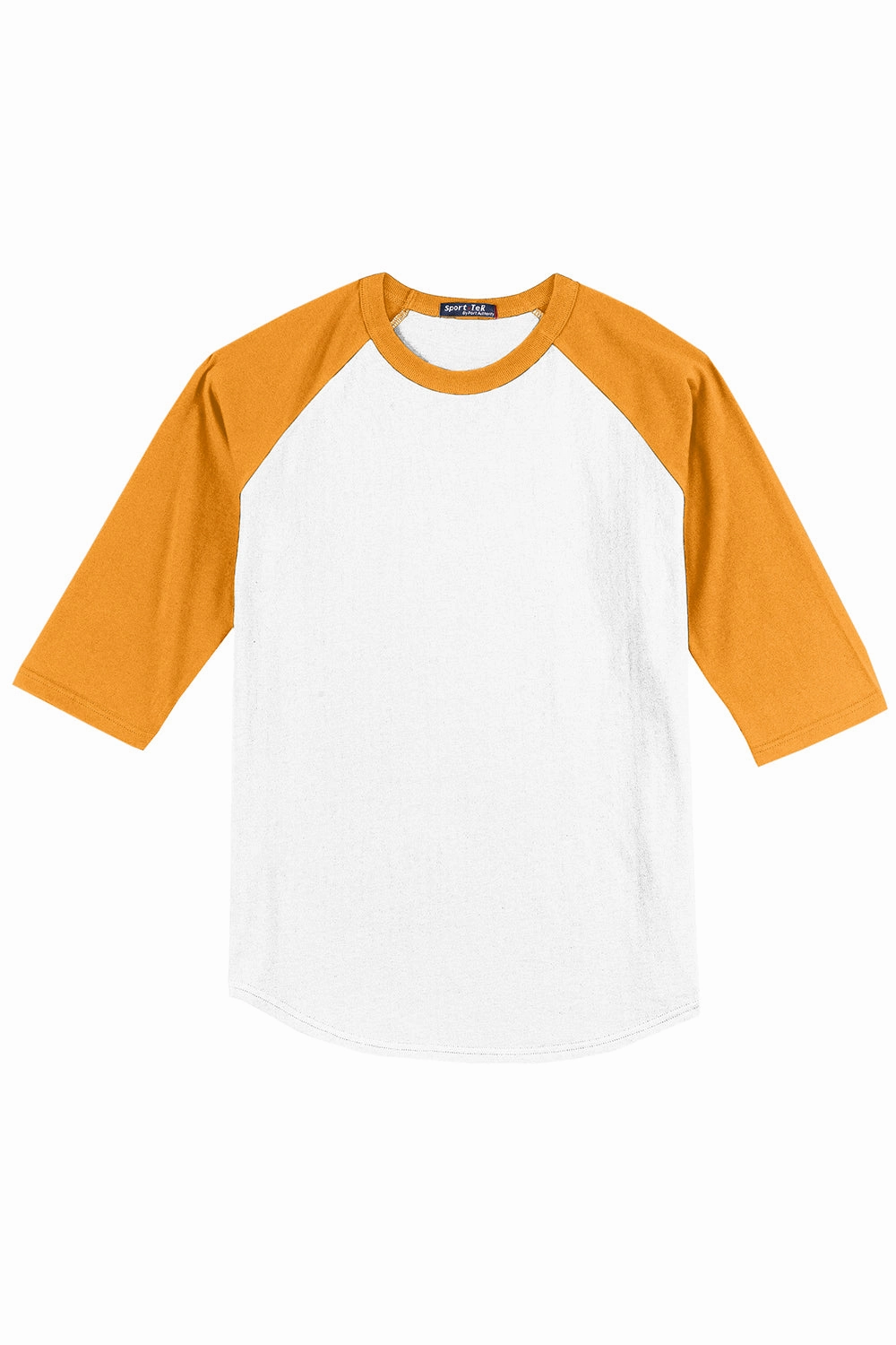 Sport-Tek Mens 3/4 Sleeve Crewneck T-Shirt - White/Gold