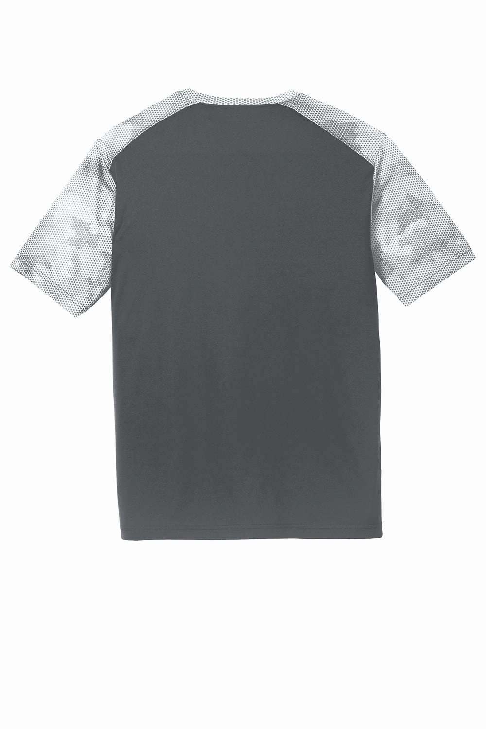 Sport-Tek Mens CamoHex Moisture Wicking Short Sleeve Crewneck T-Shirt - Iron Grey/White