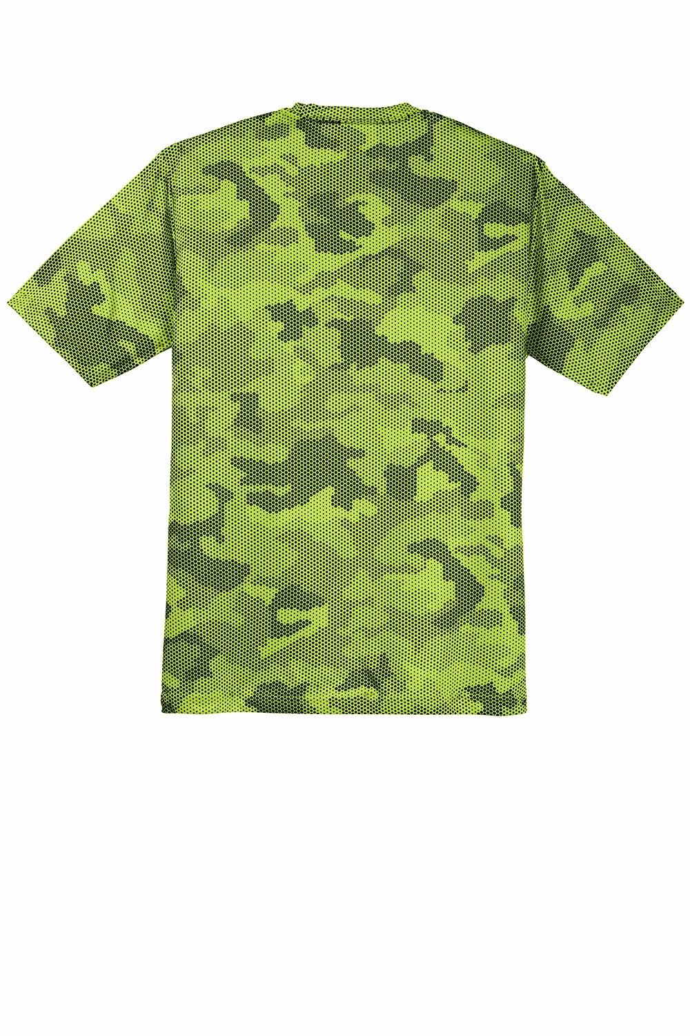 Sport-Tek Mens CamoHex Moisture Wicking Short Sleeve Crewneck T-Shirt - Lime Shock Green