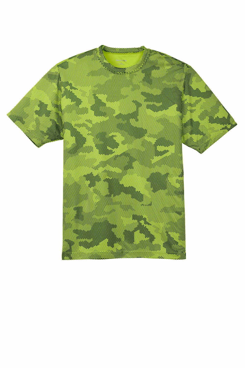 Sport-Tek Mens CamoHex Moisture Wicking Short Sleeve Crewneck T-Shirt - Lime Shock Green