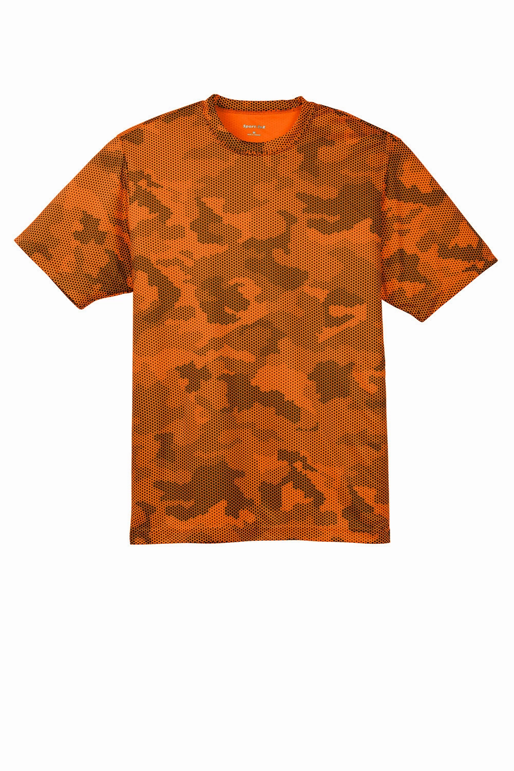 Sport-Tek Mens CamoHex Moisture Wicking Short Sleeve Crewneck T-Shirt - Neon Orange